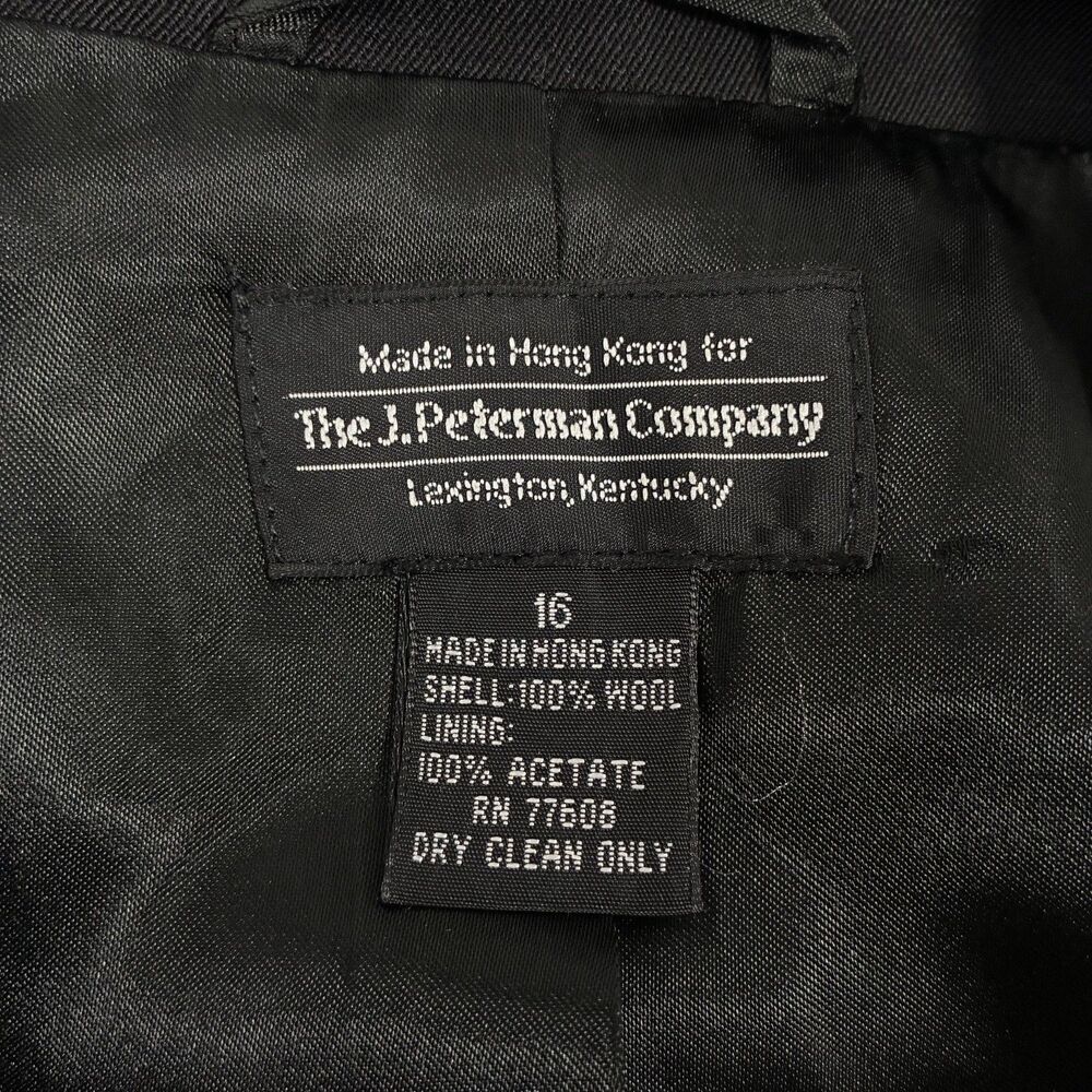 VTG J. Peterman Black Double Breasted Wool Officer's Peacoat Jacket Size 16 - Picture 5 of 6